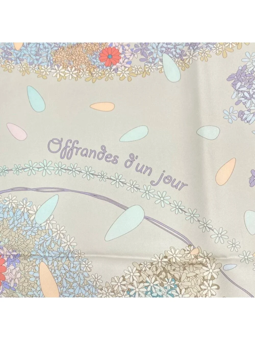 Hermes Carre 90 Scarf Silk Flower Offering Offrandes Dun Jour Multicolor - Picture 7 of 8